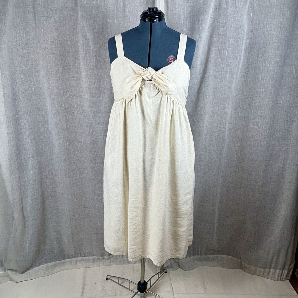 Cream Linen Lagenlook Sleeveless  Dress Boho Fairy Soft girl Cottagecore Sz XL